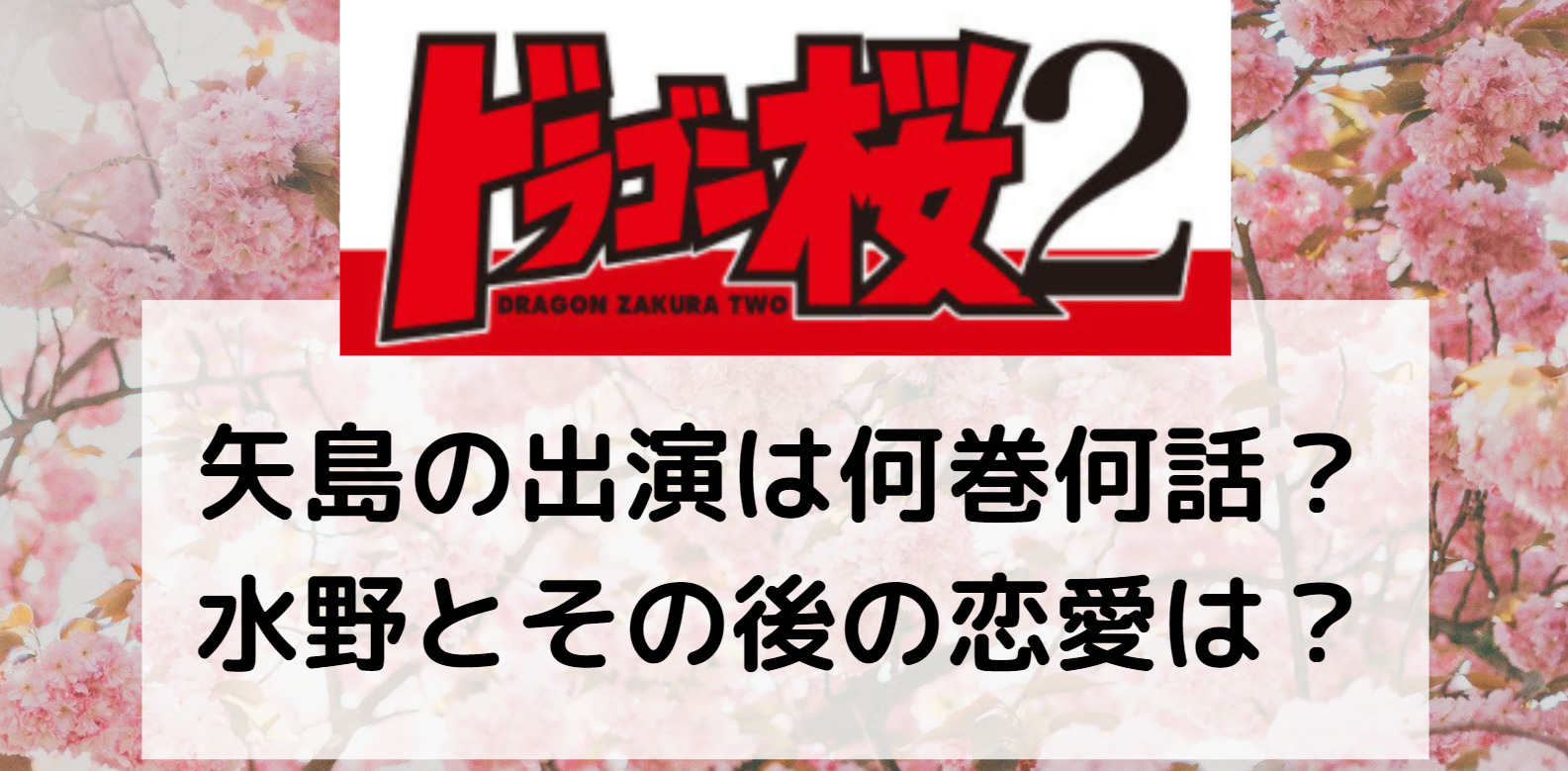 ドラゴン桜2 矢島と水野その後の恋愛は 何巻何話に再登場する